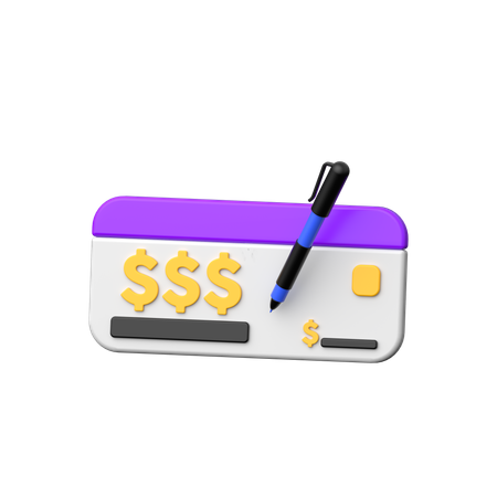 Cheque bancario  3D Icon