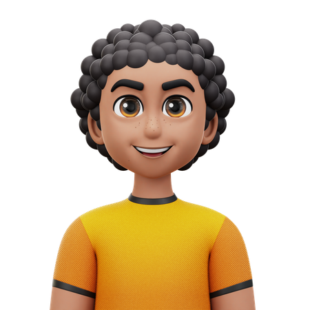 Homme aux cheveux bouclés  3D Icon