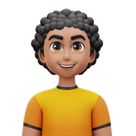 Homme aux cheveux bouclés  3D Icon