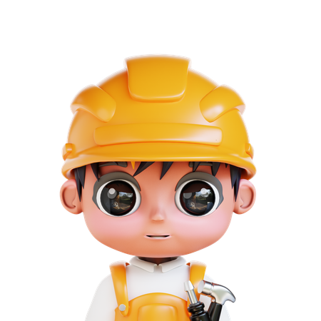 Trabajador de la construcción Chibi  3D Icon