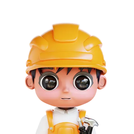 Trabajador de la construcción Chibi  3D Icon