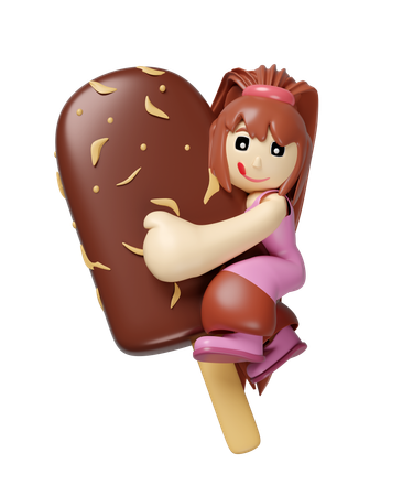 Niña abrazando un helado  3D Icon