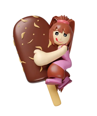 Niña abrazando un helado  3D Icon