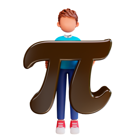 Niño estudiando pi  3D Illustration