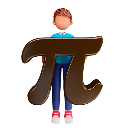 Niño estudiando pi  3D Illustration