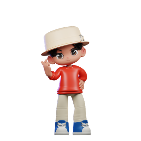 Lindo chico dando pose de signo de amor  3D Illustration