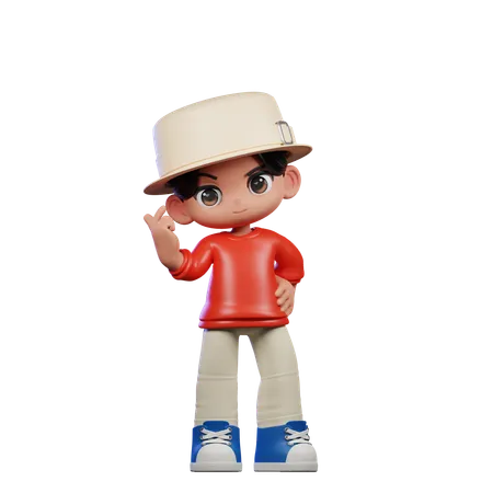 Lindo chico dando pose de signo de amor  3D Illustration