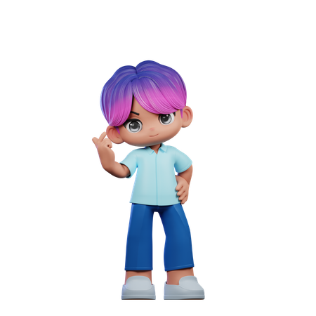 Lindo chico dando pose de signo de amor  3D Illustration