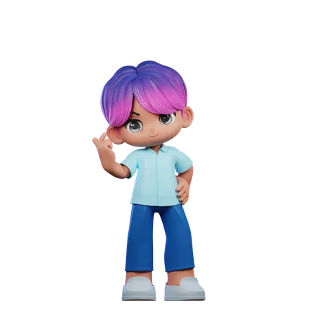 Lindo chico dando pose de signo de amor  3D Illustration