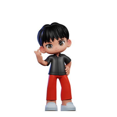 Lindo chico dando pose de signo de amor  3D Illustration