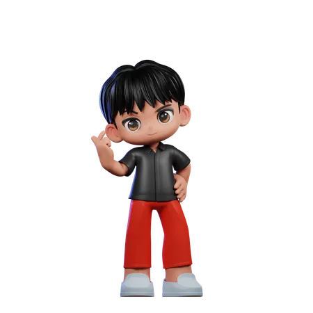 Lindo chico dando pose de signo de amor  3D Illustration