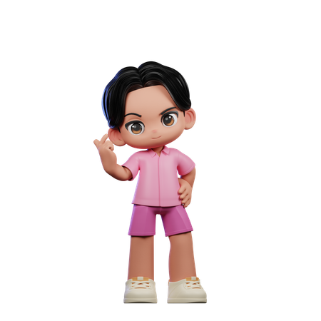 Lindo chico dando pose de signo de amor  3D Illustration