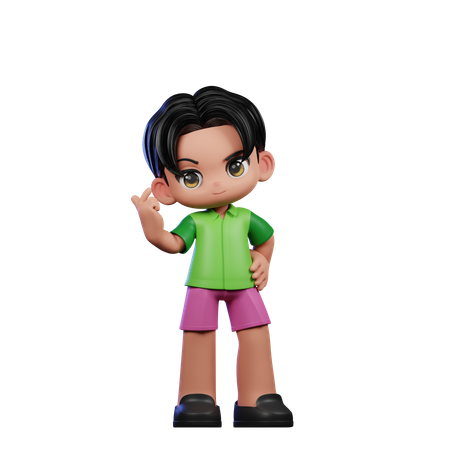 Lindo chico dando pose de signo de amor  3D Illustration