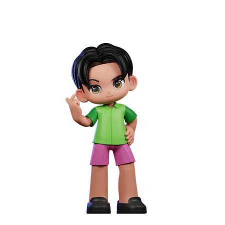 Lindo chico dando pose de signo de amor  3D Illustration