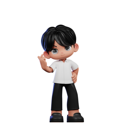 Lindo chico dando pose de signo de amor  3D Illustration