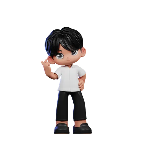 Lindo chico dando pose de signo de amor  3D Illustration