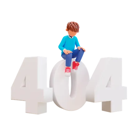 Niño triste con error 404  3D Illustration