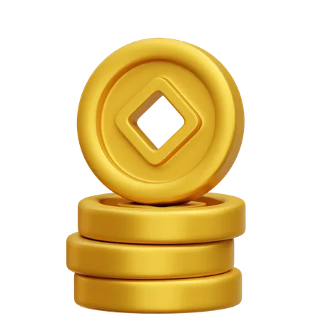 Chinese Coins Stack  3D Icon