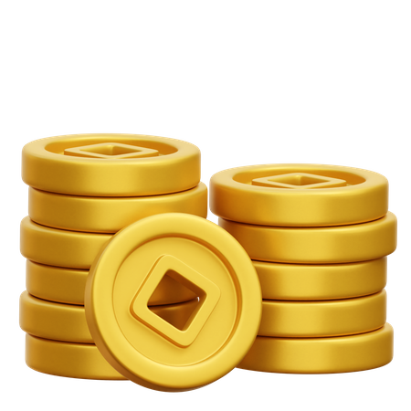 Chinese Coins Stack  3D Icon