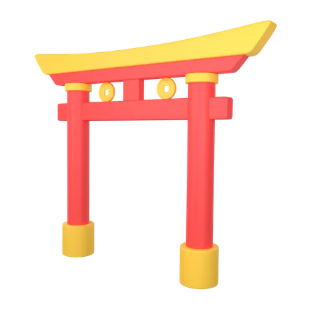 Chinesisches tempeltor  3D Illustration