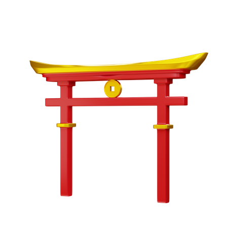 Chinesisches tempeltor  3D Illustration