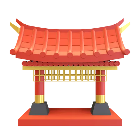 Chinesisches tempeltor  3D Illustration