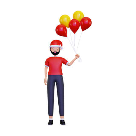 Christmas celebration with balloons  3D Illustration