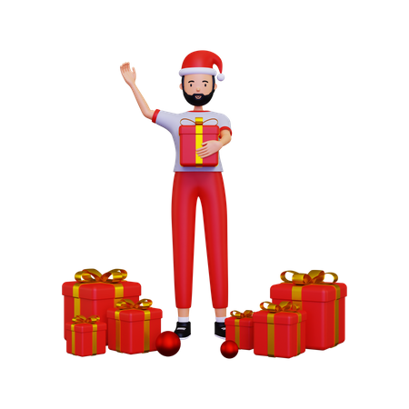 Christmas day celebration with gift box  3D Illustration