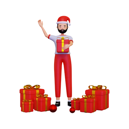 Christmas day celebration with gift box  3D Illustration