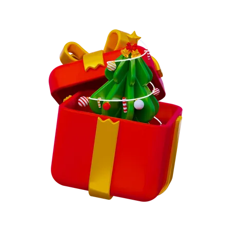 Christmas gift with tree  3D Icon