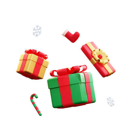 Christmas Giftbox And Candy  3D Illustration