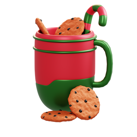 Christmas Mug And Cookie  3D Illustration