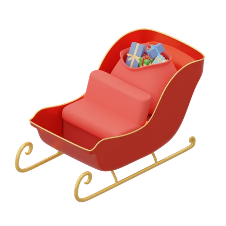 Christmas sleigh with gifts  3D Illustration