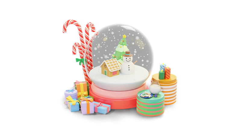 Christmas snow globe  3D Illustration