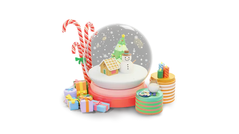 Christmas snow globe  3D Illustration