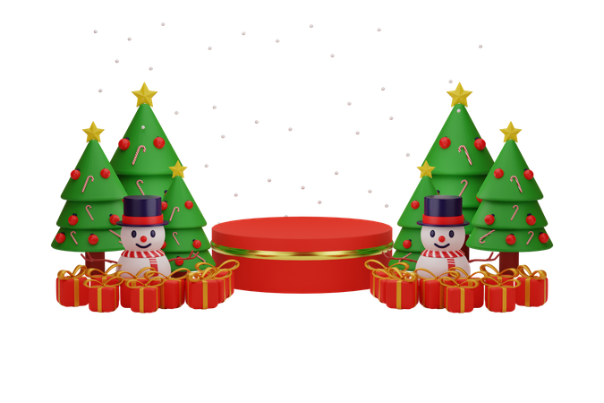 Christmas Tree With Gift  3D Illustration