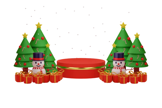 Christmas Tree With Gift  3D Illustration