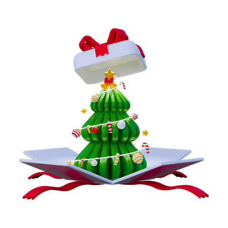 Christmas tree with gift box  3D Icon