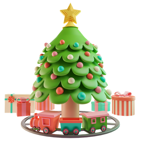 Christmas Tree With Presents  3D Icon