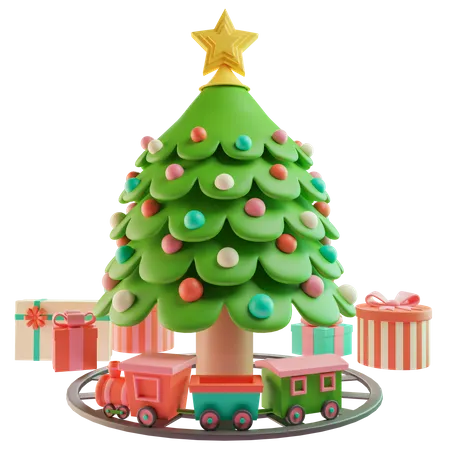 Christmas Tree With Presents  3D Icon