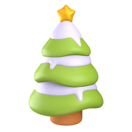 Christmas Tree With Snow  3D Illustration