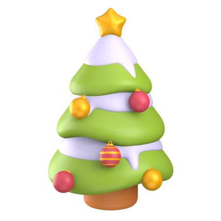 Christmas Tree With Snow  3D Illustration