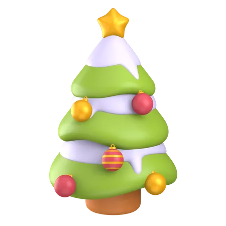 Christmas Tree With Snow  3D Illustration