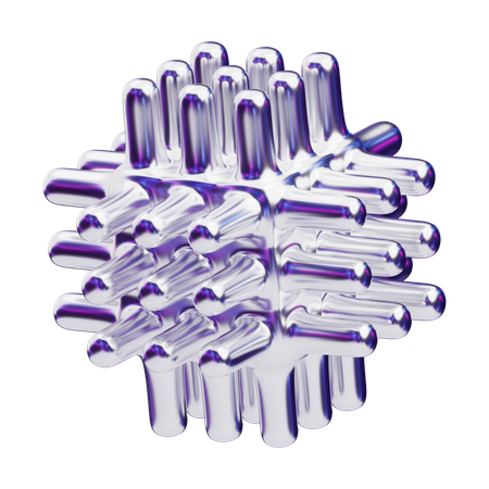 Chromatische abstrakte Metallstruktur mit zylindrischen Vorsprüngen  3D Icon