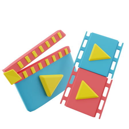 Clapperboard and Movie Roll  3D Icon