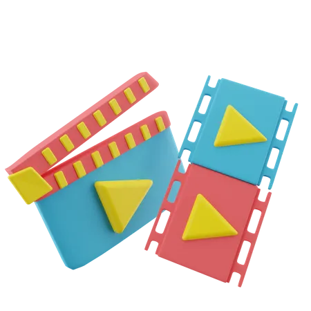 Clapperboard and Movie Roll  3D Icon