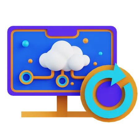 Cloud Computing System Backup  3D Icon