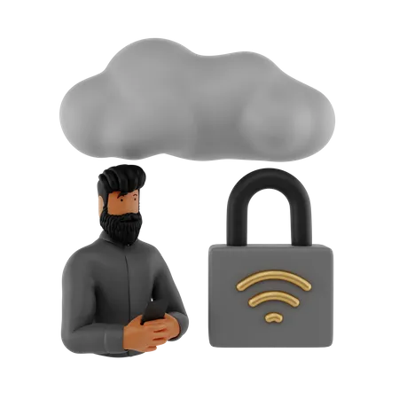 Cloud Security  3D Illustration