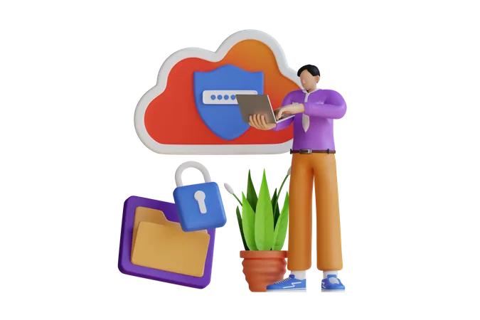 Cloud Security  3D Illustration