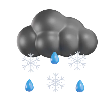 Cloudy Snow Rain  3D Icon